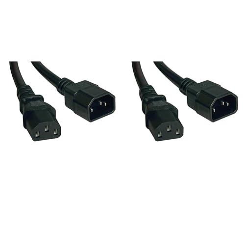 Tripp Lite Standard Computer Power Extension Cord 10A, 18AWG (IEC-320-C14 to IEC-320-C13) 1-ft.(P004-001) Black (Pack of 2) Black 1 Foot (Pack of 2)