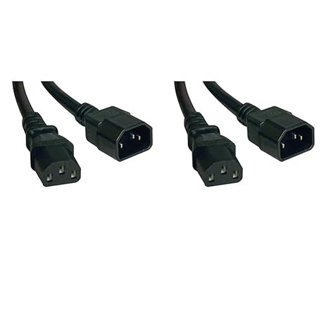 Tripp Lite Standard Computer Power Extension Cord 10A, 18AWG (IEC-320-C14 to IEC-320-C13) 1-ft.(P004-001) Black (Pack of 2) Black 1 Foot (Pack of 2)