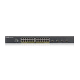 Zyxel 24-Port Gigabit Ethernet + 4X 10G SFP+ Fiber High Powered PoE+ 375W NebulaFlex Smart Managed Switch | 802.3at 802.3af | Metal | Limited Lifetime [XGS1930-28HP]