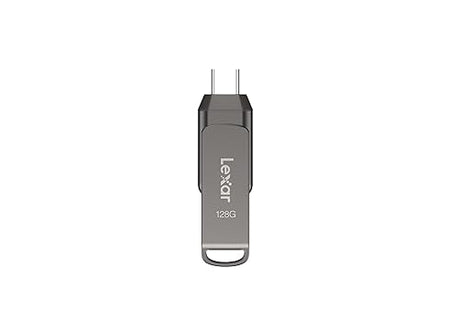 Lexar 128GB JumpDrive Dual Drive D400 USB 3.2 Type-C & Type-A Flash Drive for Storage Expansion, Photo Back-up for iPhone 15, Up to 130MB/s, Metal Housing & Swivel Design, Titanium (LJDD400128G-BNQNU)