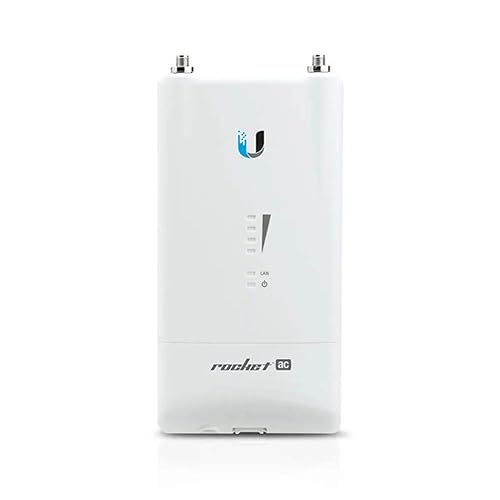 Ubiquiti Rocket White 5AC LITE - 5-ghz 802.11ac 500-mbps Point to Point Basestation - Max Consumption 6.5w - Built-in Rocket Mount - Plug and Play