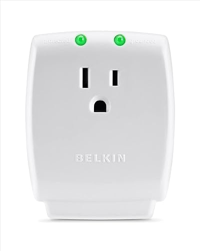 Belkin 1-Outlet Home Series SurgeCube - Grounded Outlet Portable Wall Tap Adapter with Ground & Protected Light Indicators for Home, Office, Travel, Computer Desktop & Charging Brick-White, 885 Joules Single Outlet