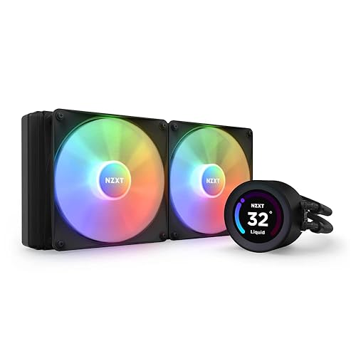 NZXT Kraken Elite 280 RGB - RL-KR28E-B1 - 280mm AIO CPU Liquid Cooler - Customizable 2.36" LCD Display for Images, Performance Metrics - High-Performance Pump - 2 x F140 RGB Core Fans - Black Black 280mm Radiator Kraken Elite RGB