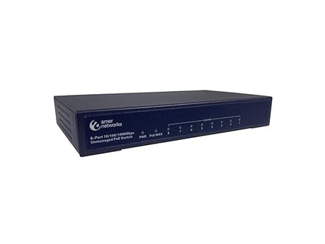 8 port 10/100/1000 Ethernet Switch with all 8 ports PoE 802.3af. Metal chassis f
