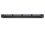 Monoprice 24-Port Cat6 Unshielded UL Listed Patch Panel, 1U, 110/Dual IDC, with Wire Support Bar, Metal Front, PoE+ (TAA), T568A/B, 22-24 AWG, Gold Plated Contacts, Black