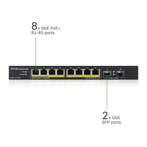 Switch 8p Poe 10/100/1000 10-port PoE+ (130W) 2x SFP v2