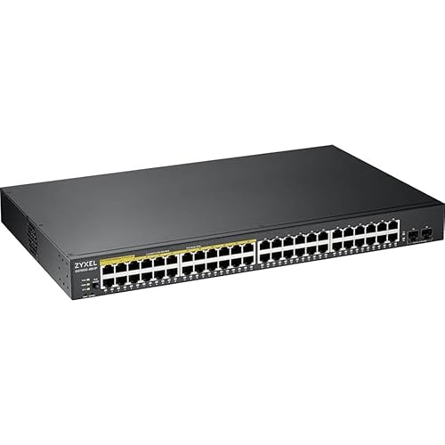Zyxel 48-Port PoE Gigabit Switch | Smart-Managed | 24x PoE+ @170W | 2X SFP | Rackmount [GS1900-48HPV2] 50 Port | 24x POE+ 170W | 2x SFP