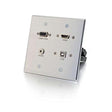 C2G 39703 HDMI, VGA, 3.5MM and USB Pass Through Double Gang Wall Plate, Aluminum HDMI USB Double Gang Wall Plate Silver
