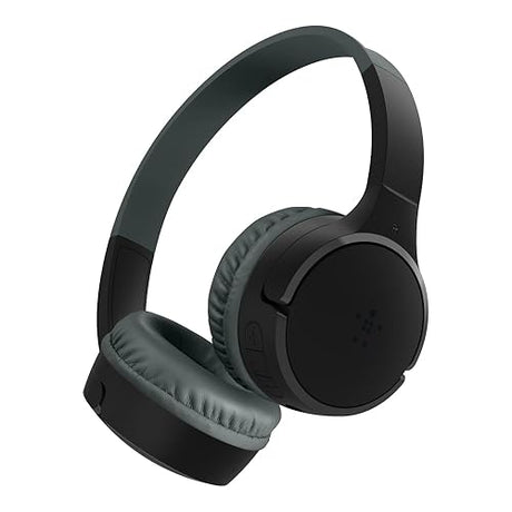 Belkin SoundForm Children's Mini Wireless Headphones with Built-in Microphone and Fun Sticker 30 Hours Playback - Study Holidays on Ear Headphones for iPhone, iPad, Galaxy, Black