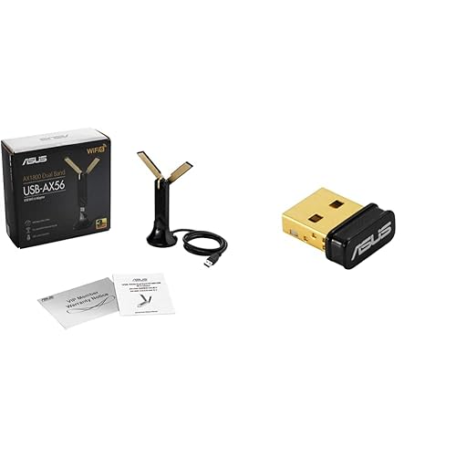 ASUS WiFi 6 AX1800 USB WiFi Adapter (USB-AX56) & USB-BT500 Bluetooth 5.0 USB Adapter with Ultra Small Design, Backward Compatible with Bluetooth 2.1/3.x/4.x