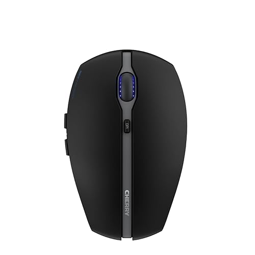 Cherry GENTIX BT Wireless Bluetooth Mouse, Multi-Device Function for up to 3 Devices, Switchable Resolution (1K/2K DPI), 7 Buttons and Scroll Wheel, Battery Operated (Black)