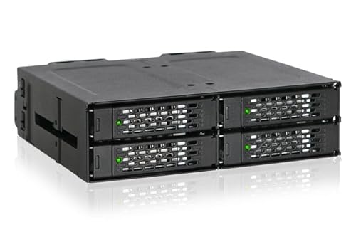ICY DOCK Rugged 4 x 2.5 NVMe U.2/U.3 SSD PCIe 4.0 Mobile Rack Enclosure for 5.25 Bay (4 x Mini-SAS HD) | ToughArmor MB699VP-B