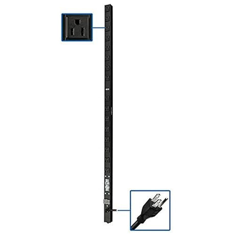 Tripp Lite Data Center PDU Basic 1.44kW 120V Single-Phase - 16 NEMA 5-15R Outlets, 5-15P Input, 15 Ft. Cord, 48 In. 0U Rack - Power Distribution Unit - 1.52 kW
