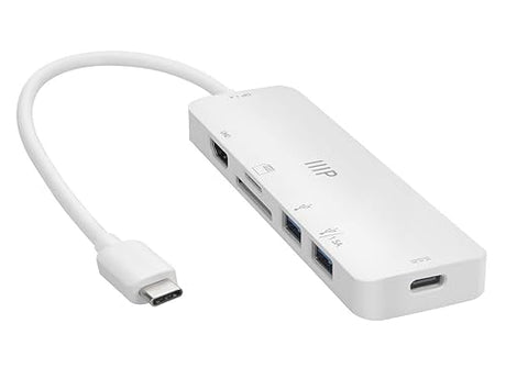 Monoprice 6-in-1 USB-C Multiport 4K HDMI Adapter, 4K@60Hz HDMI, Card Readers, 100W PD, Compatible with MacBook Pro/Air 2020, Galaxy S21, iPad Pro 2020