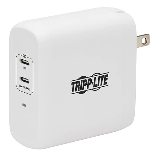 Tripp Lite USB C Wall Charger 2-Port Compact Gan Technology 68W Charging PD3.0 White (U280-W02-68C2-G)