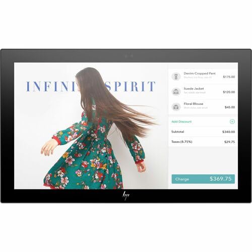 HP Engage 14 14 Class Webcam LED Touchscreen Monitor - 16:9-14 Viewable - Projected Capacitive - 1920 x 1080 - Full HD - Vertical Alignment (VA) - 400 Nit - Edge LED Backlight - Speakers - Black