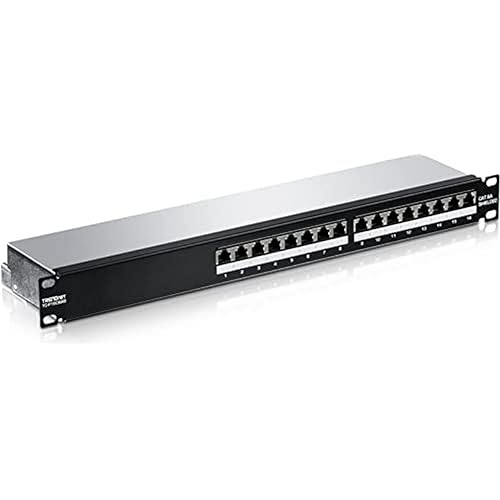 TRENDnet 16-Port Cat6A Shielded Patch Panel, TC-P16C6AS, 1U 19 Metal Housing, 10G Ready, Cat5e/Cat6/Cat6A Ethernet Cable Compatible, Cable Management, Color-coded Labeling for T568A and T568B wiring 16 Port Cat6A