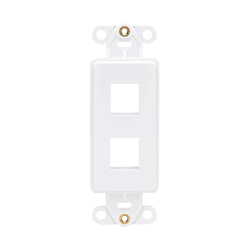 Tripp Lite Decora Wall Plate Insert, Decorative Center Plate, Vertical 2 Port Keystone Jack, White (N042D-002V-WH) Center Plate 2 Ports