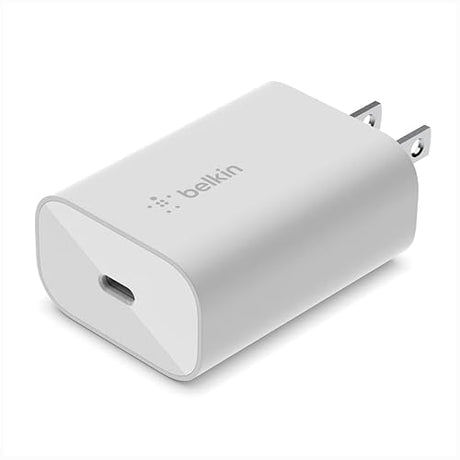 Belkin 25-Watt USB-C Wall Charger, Power Delivery USB-C Charger, PPS Fast Charging for Apple iPhone 14, 14 Pro, 14 Pro Max, 13, 13 Pro, Galaxy S23 Ultra, iPad, AirPods & More - White