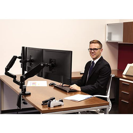 Fellowes Platinum Series Adjustable Triple Monitor Arm (8042601), Black