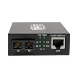 Tripp Lite Singlemode Fiber Media Converter, Fiber to Ethernet Converter, Gigabit, POE+, 10/100/1000 SC, 1310 nm, 20 km (N785-P01-SC-SM1) Singlemode 20 km (12.4 mi) SC / Singlemode