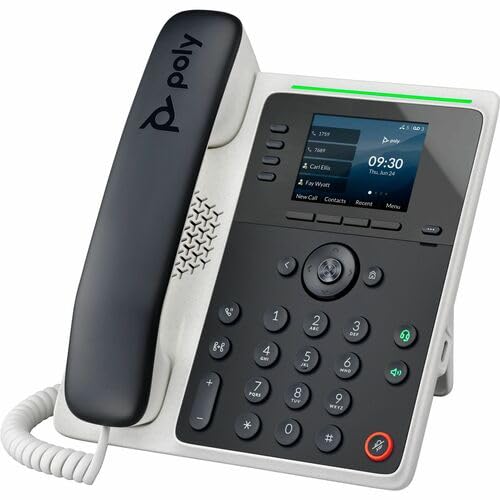 Poly Edge E220 IP Phone - Corded - Corded - Bluetooth - Desktop, Wall Mountable - Black - VoIP - 2 x Network (RJ-45) - PoE Ports