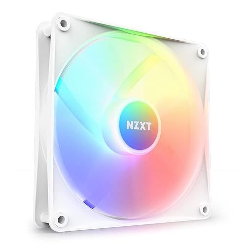 NZXT F140 RGB Core - 140mm Hub-Mounted RGB Fan - 8 Individually-Addressable LEDs - Semi-Translucent Blades - High Static Pressure & Airflow - Quiet Operation - PWM Control - CAM Software - White