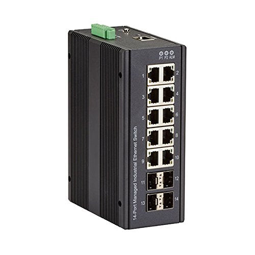 Black Box Network - LIG1014A - Industrial Managed Gigabit Ethernet Switch - (10) Rj-45, (4) Sfp