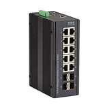 Black Box Network - LIG1014A - Industrial Managed Gigabit Ethernet Switch - (10) Rj-45, (4) Sfp