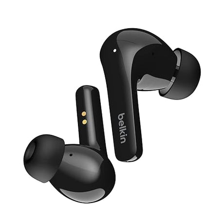 Belkin Wireless Earbuds, SoundForm Flow True Wireless Earphones with Wireless Charging, IPX5 Sweat and Water Resistant, 31 Hour Play Time for iPhone, Galaxy, Pixel and More - Black Black Standard Classic