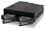 ICY Dock 2 X 2.5 SAS/SATA SSD/HDD & (Ultra) Slim ODD Backplane Cage for External 5.25 Bay | Tougharmor MB602SPO-B 2 Bays + Odd