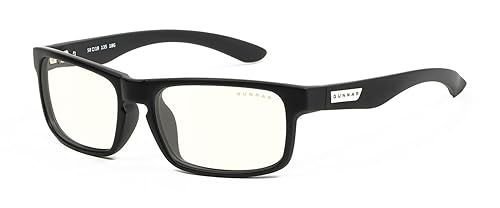 GUNNAR Optiks ENI-00109 Enigma Computer Glasses with Liquet Lenses Block Blue Light, Onyx Amber Lens Clear Lens