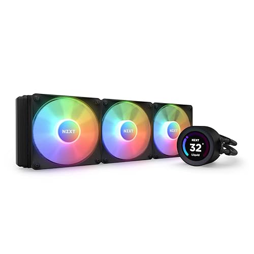 NZXT Kraken Elite RGB 360 - RL-KR36E-B1 - 360mm AIO CPU Liquid Cooler - Customizable 2.36" LCD Display for GIFS, Images, Performance Metrics - High-Performance Pump - 3 x F120 RGB Core Fans - Black Black 360mm Radiator Kraken Elite RGB