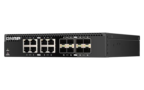 QNAP QSW-3216R-8S8T-US 16-Port Half-Width Rackmount 10GbE Unmanaged Switch for SMB/SOHO high-Speed Networking environmen