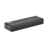 Tripp Lite 7-Port USB-A Mini Hub - USB 3.2 Gen 1, Up to 5 Gigabits per Second, Plug-and-Play No Software Needed, International Plug Adapters for UK, EU, & Australia - 1-Year Warranty (U360-007-INT)