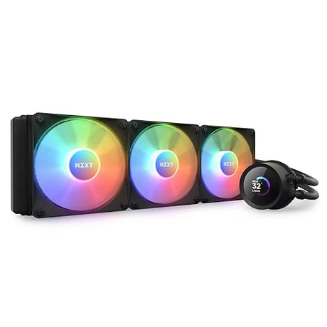 NZXT Kraken 360 RGB - 360mm AIO CPU Liquid Cooler - Customizable 1.54" Square LCD Display for Images, Performance Metrics - High-Performance Pump - 3 x F120 RGB Core Fans - Black Kraken RGB 2023 360mm Radiator Black