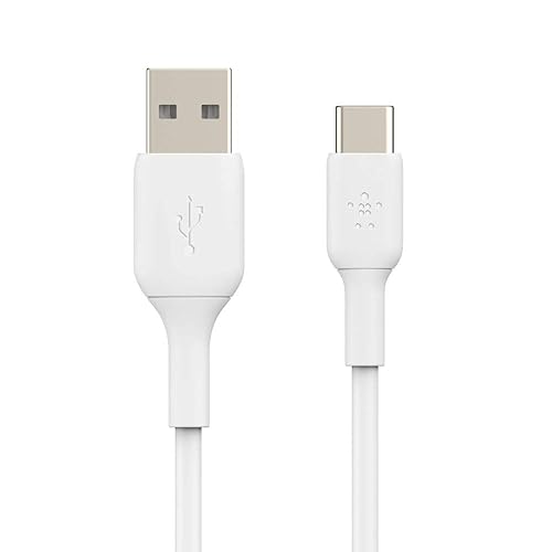 Belkin BoostCharge USB-C Cable (1M/3.3ft), USB-C to USB-A Cable, USB Type-C Cable for iPhone 15 Series, Samsung Galaxy S23, S23+, Note20, Pixel 6, Pixel 7, iPad Pro, Nintendo Switch, and More - White PVC 3.3 ft White