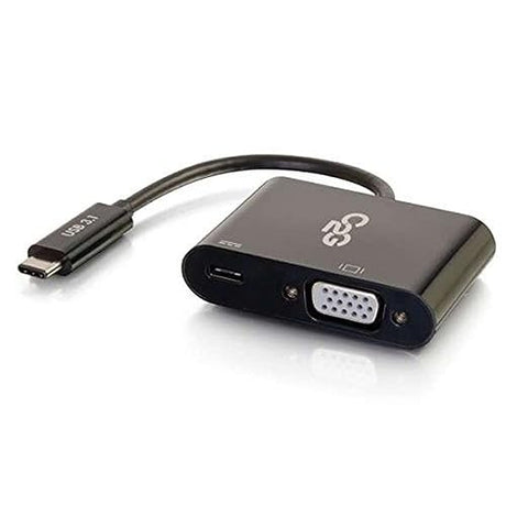 C2G USB Adapter, Video Adapter with Power, USB C to VGA, Black, Cables to Go 29533 USB C To VGA Black