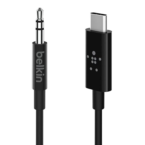 Belkin Rockstar USB-C to 3.5 mm Audio Cable, 3 Feet, Black (F7U079bt03-BLK) Black 3' USB-C to 3.5mm