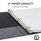 Samsill Economy 3 Ring View Binders, .5 Inch Round Ring, Customizable Clear View Cover, Black, Bulk Binders - 12 Pack .5-Inch 12-Pack Black