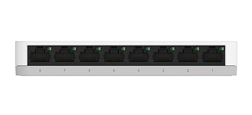 D-Link 8 Port Gigabit Ethernet Network Switch- Plug and Play, Ethernet Splitter, Fanless, Traffic Optimization, Unmanaged (DGS-1008A), White