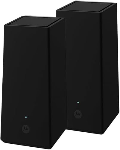 Motorola MQ20 WiFi 6E Router with Easy Mesh, Tri-Band 8.4 Gbps Speed, 3000 sq. ft Coverage, Advanced Parental Controls, Next-Gen Security & Seamless Device Management, Black, Dual Pack Black Dual Pack