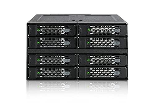 ICY DOCK Rugged 8 x 2.5 SAS/SATA HDD/SSD Mobile Rack Enclosure for 2 x 5.25 Bay (2 x Mini-SAS HD) | ToughArmor MB508SP-B 2x 4 Bay