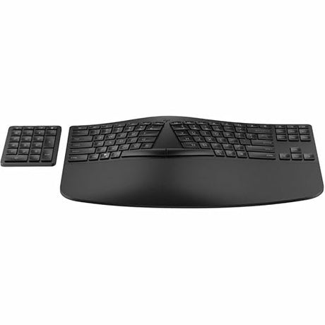 HP 965 Ergonomic Wireless Keyboard - Connect 3 Devices with Bluetooth and Splicing Dongle Connection - 20 Programmable Keys, Dedicated Numeric Keypad - Extra Large Foam Wrist Rest , Long