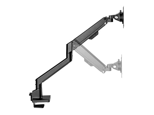 Monoprice Low Profile Single Monitor Gas Spring Desk Mount - Up to 32in/19.8 lbs Screens, Detachable VESA 100x100/75x75 Plate, 180 Degree Wall Stop, Topside Installation