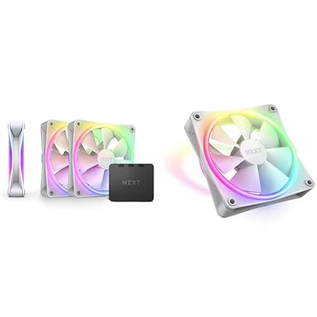 NZXT F120 RGB Duo Triple Pack - 3 x 120mm Dual-Sided RGB Fans & F120 RGB Duo - 120mm Dual-Sided RGB Fan – 20 Individually Addressable LEDs Triple Pack + Dual-Sided RGB Fan