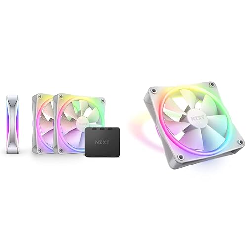 NZXT F120 RGB Duo Triple Pack - 3 x 120mm Dual-Sided RGB Fans & F120 RGB Duo - 120mm Dual-Sided RGB Fan – 20 Individually Addressable LEDs Triple Pack + Dual-Sided RGB Fan