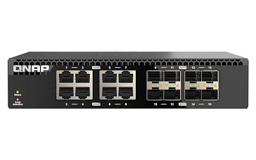 QNAP QSW-3216R-8S8T-US 16-Port Half-Width Rackmount 10GbE Unmanaged Switch for SMB/SOHO high-Speed Networking environmen