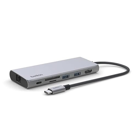 Belkin 7-in-1 USB-C Hub, Multiport Adapter Dongle with 4K 60Hz HDMI, 100W Power Delivery, 2.5Gb, 2 USB A Ports, SD and MicroSD Slot for MacBook Pro 14 and 16, iPad Pro 12.9 & 11, XPS, Surface and More