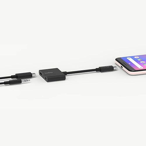 Belkin Rockstar 3.5mm Audio + USB-C Charge Adapter (USB-C Audio Adapter for Note10, Pixel 3, Pixel 3XL, Ipad Pro and More) 3.5mm Audio + Charge